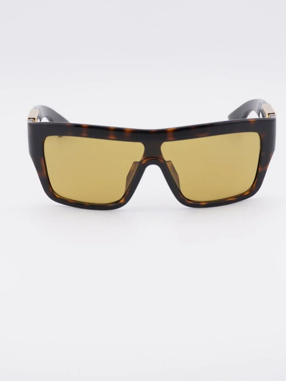 Bottega Venetta BV1451S 002 Shield Sunglasses - Dark Havana / Yellow